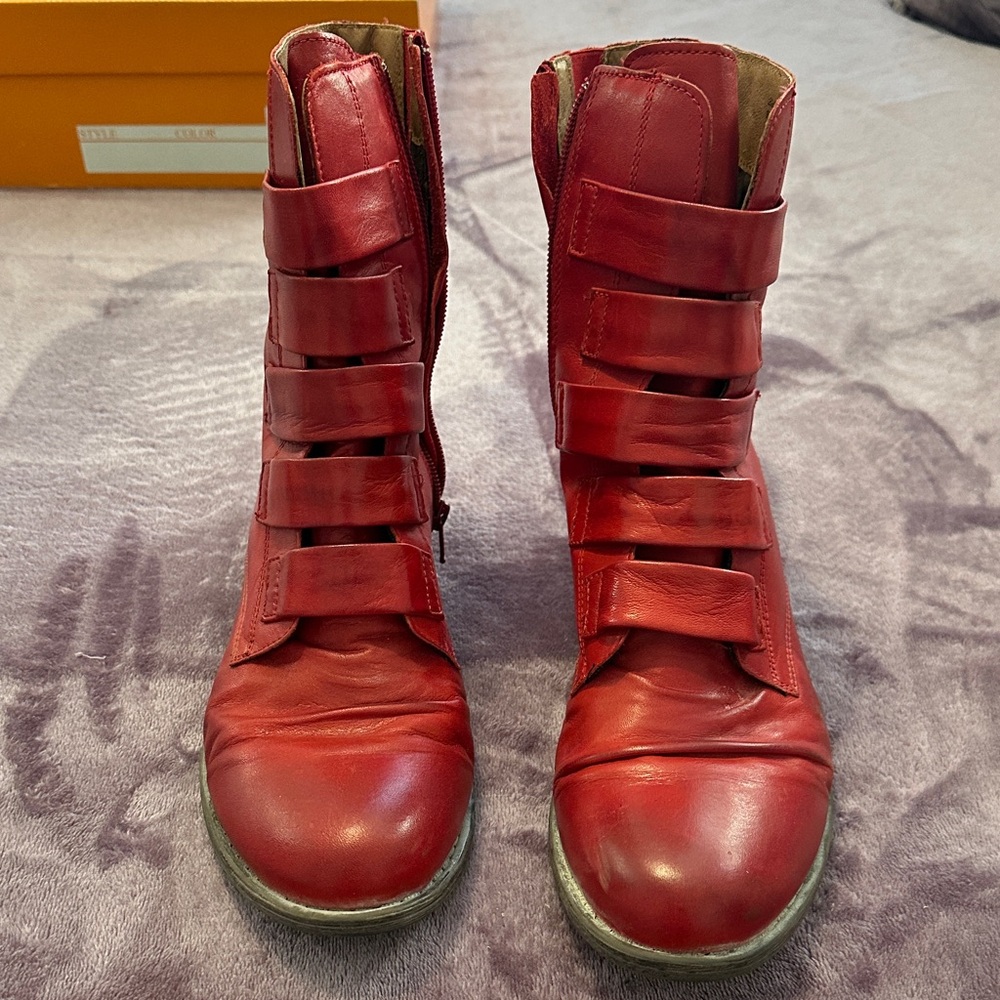 Miz Mooz Red Combat Boots